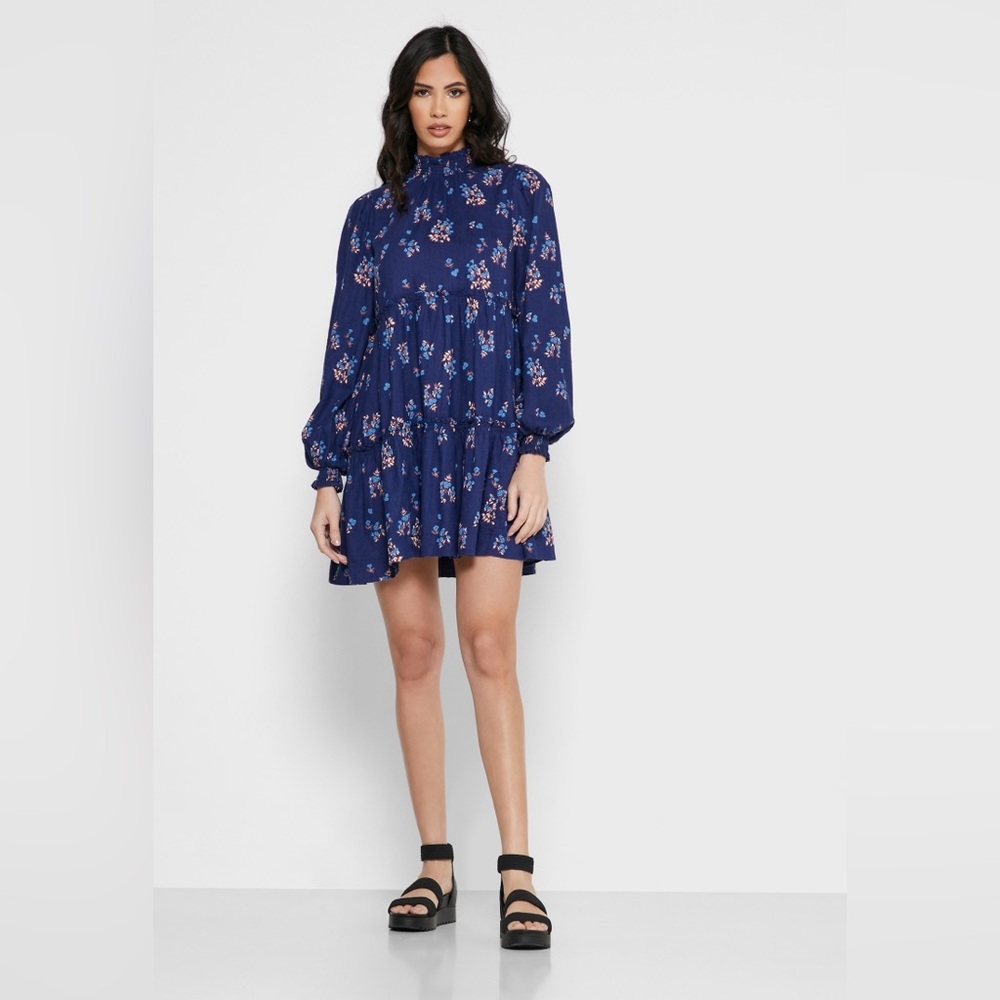 Free People Petit Fours High Neck Floral Print Dress